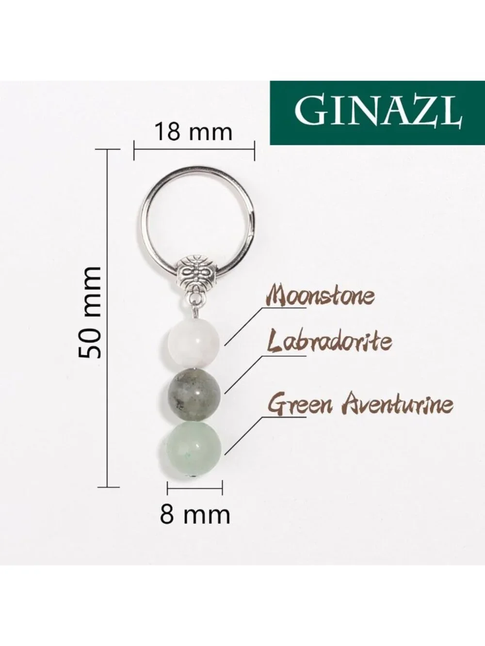Natural Crystals Keychain for New Beginnings, Anxiety Relief Gift for Women
